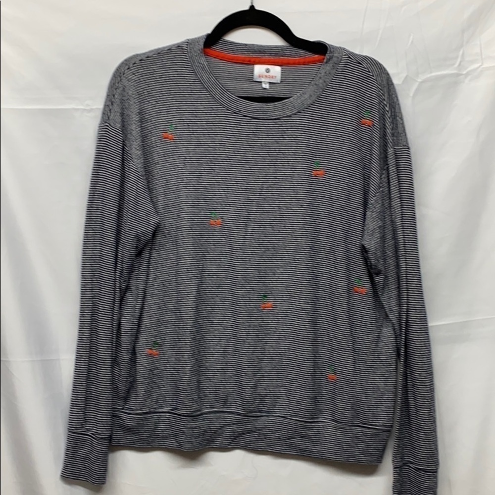 Sundry Cherry Print Stripe Crewneck Sweater Sz1